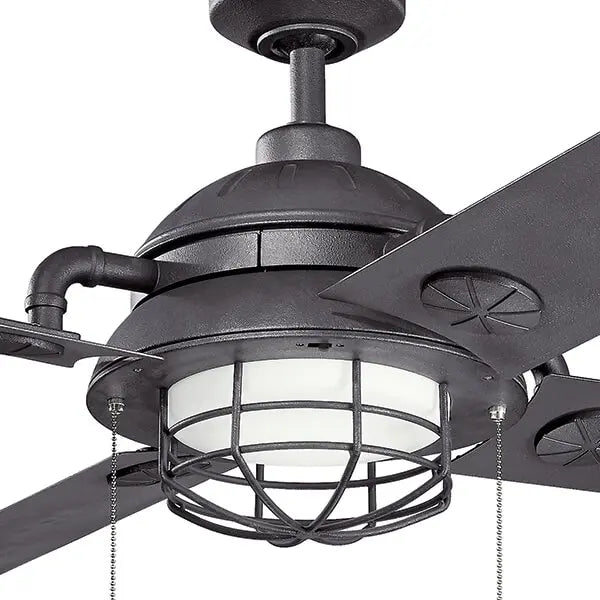 Kitchler 65" Maor Patio LED Fan - Distressed Black